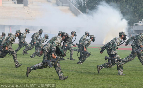 Tsinghua University students participate in military training