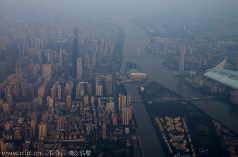 Aerial views of polluted landscapes