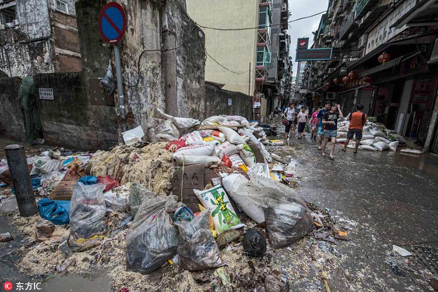 Typhoon Hato leaves a mess