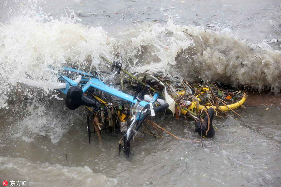 Typhoon Hato leaves a mess