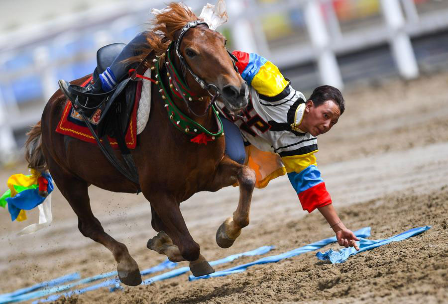 Tibetans celebrate Shotan Festival with equestrian feats