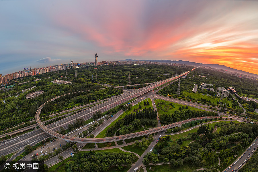 Different shades of Beijing sky: Blue to violet