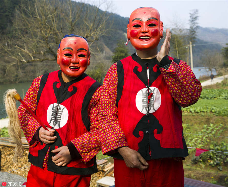 Nuo dance performed to embrace Chinese New Year