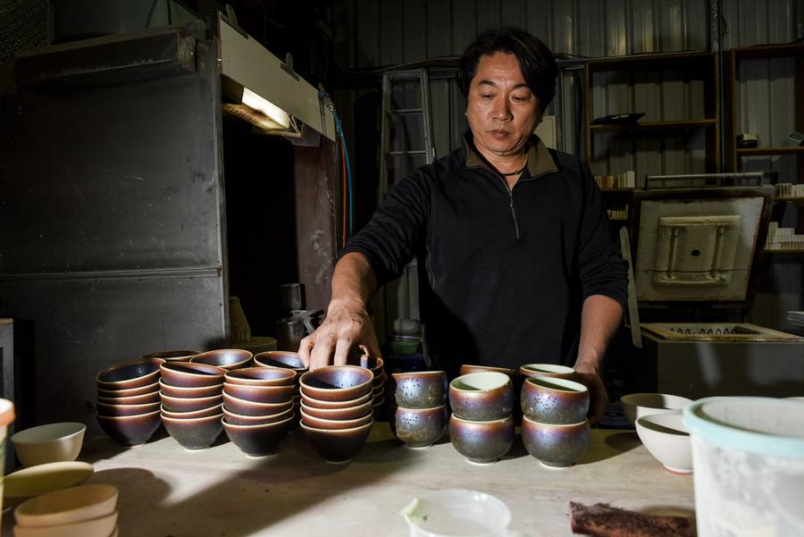 Colorful glaze tenmoku teabowls in Taiwan