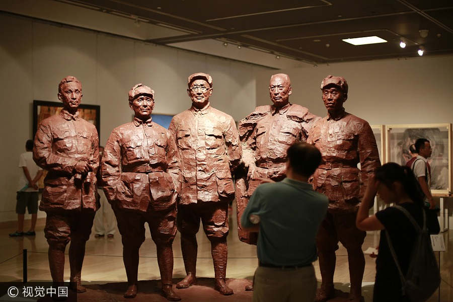 Art exhibition celebrates 90th anniversary of PLA's founding