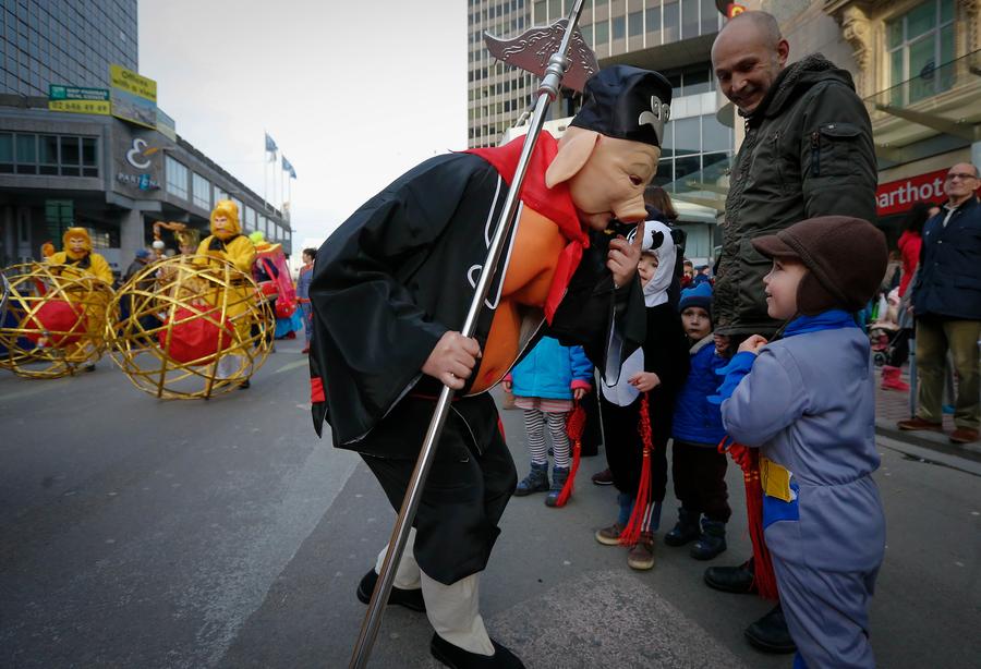 Performers take part in Chinese New Year Parade in Brussels