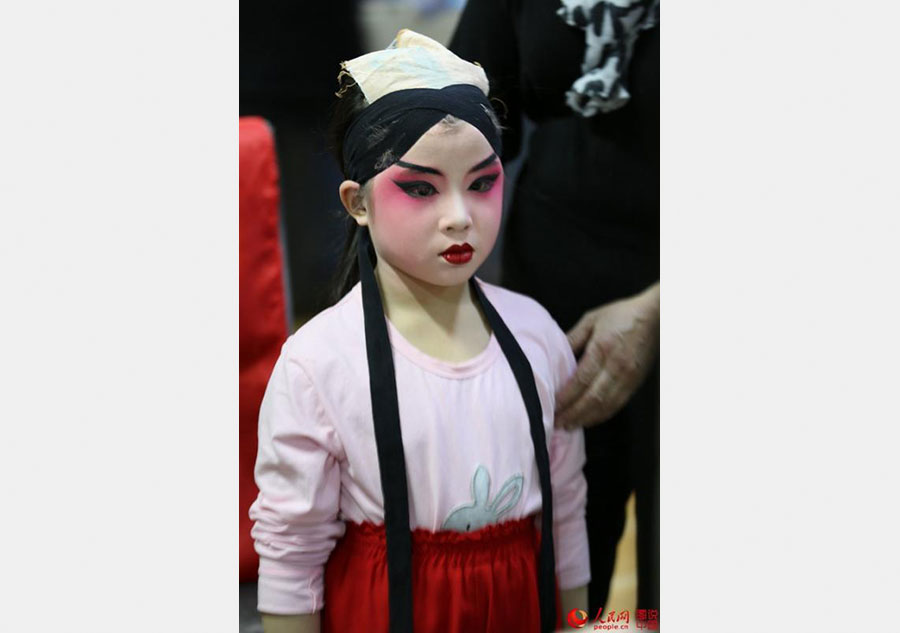 Backstage of a Chinese opera troupe