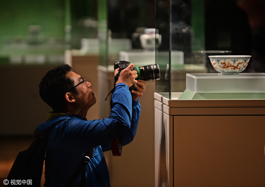 Imperial porcelain from Ming and Qing dynasties displayed in Beijing