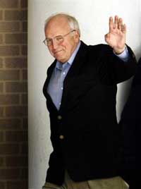 Vice President Dick Cheney, leaves the George Washington University Hospital, after a physical check up, Saturday, July 16, 2005, in Washington. (AP 