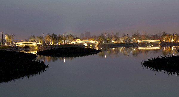 Night scene of the Expo site