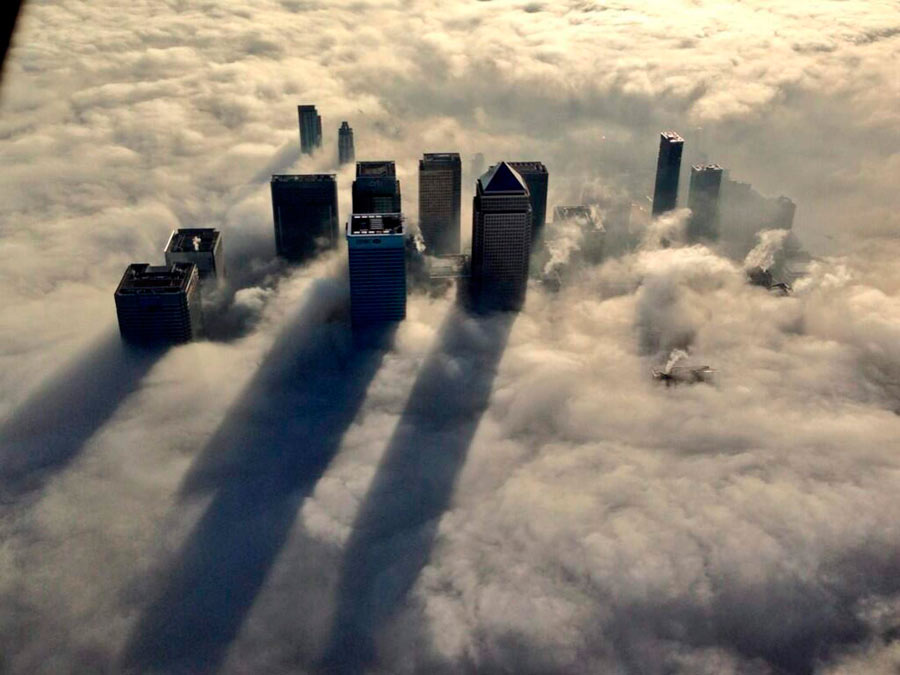 London shrouded by fog