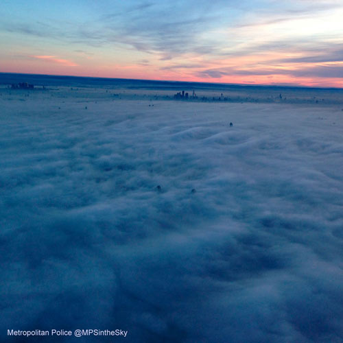 London shrouded by fog