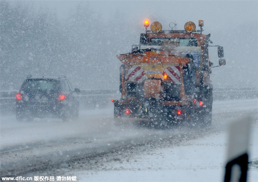 First snowfall of winter in parts of Europe