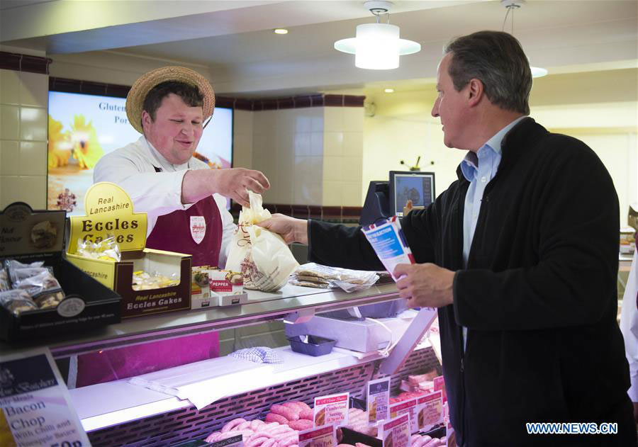 Cameron campaigns for votes ahead of general election in Nantwich, UK